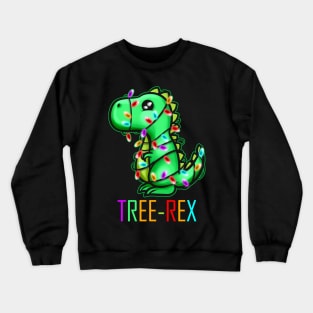 Christmas Tree Rex T-Rex Fairy Lights Light Chain Christmas Crewneck Sweatshirt